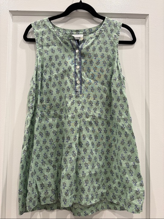 Pure Jill Tops - J. Jill Pure Jill 100% Linen Sleeveless Tunic Green Floral Print Size Small